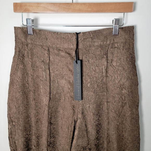 House of Harlow Brown Crinckle Pants Size Small House of Harlow Pants Chic Work - Picture 4 of 10